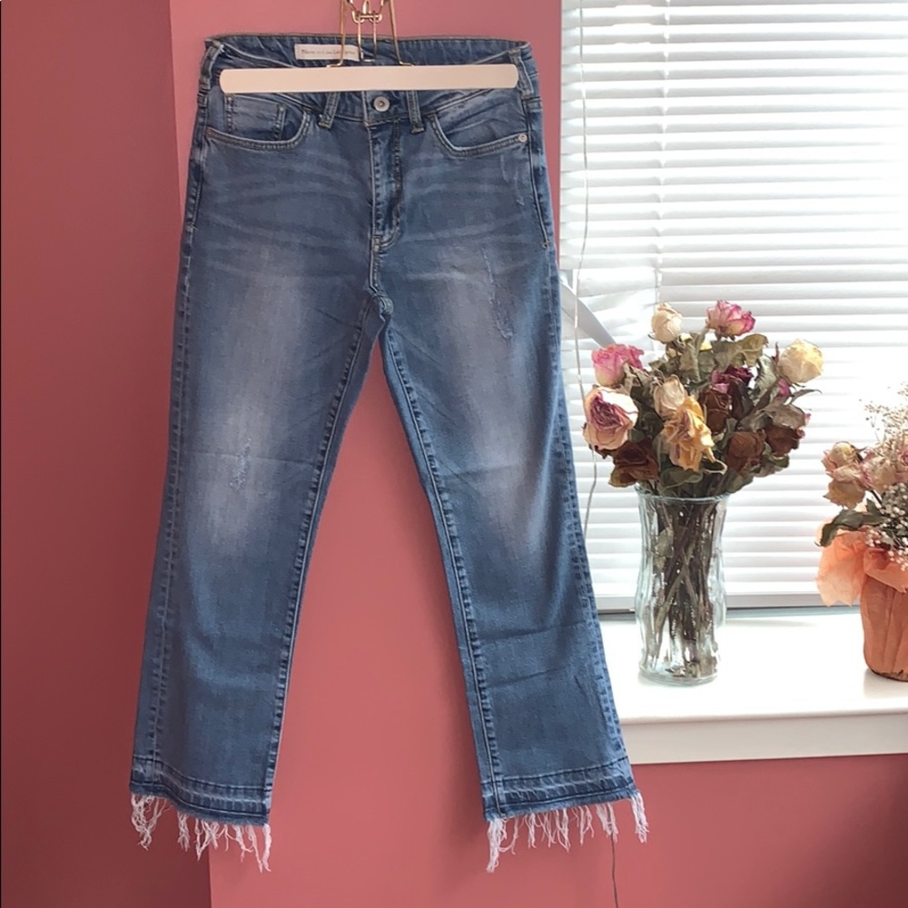 Pilcro and Letterpress Destroyed Hem Cropped Jeans
